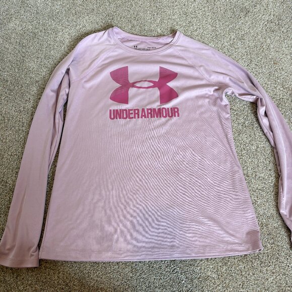 Under Armour Girls Youth Size Large Fitted Long Sleeve Top Light Pink - Picture 2 of 7